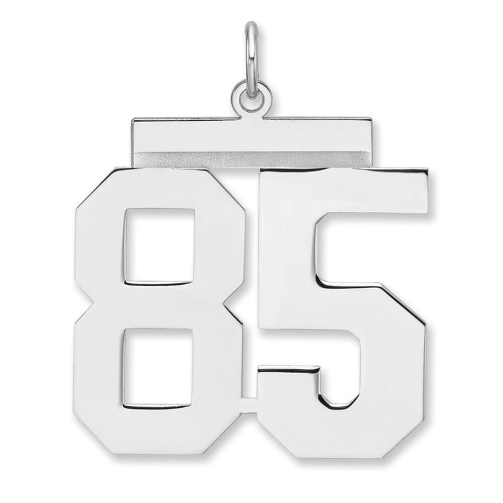 Sterling Silver, Athletic Collection, XL Polished Number 85 Pendant